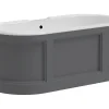 Vente-unique Baignoire îlot style campagne chic - Gris mat - 161L - 152 x 74 x 60 cm - CAVASO