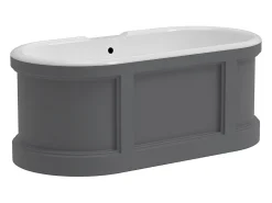 Vente-unique Baignoire îlot style campagne chic - Gris mat - 161L - 152 x 74 x 60 cm - CAVASO