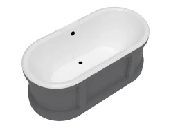 Vente-unique Baignoire îlot style campagne chic - Gris mat - 161L - 152 x 74 x 60 cm - CAVASO