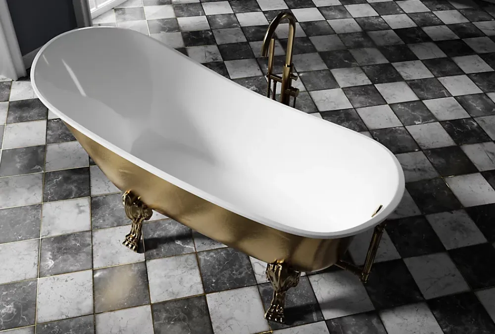 Baignoire Îlot|Bernstein Baignoire îlot sur pieds rétro acrylique PARIS PREMIUM OR - Garantie 5 ans, 175x74cm