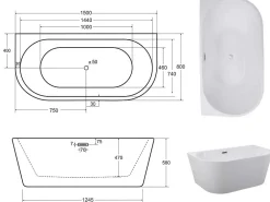 Baignoire Îlot|Azura Home Design Baignoire îlot VICA 80 cm - 150cm