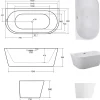 Baignoire Îlot|Azura Home Design Baignoire îlot VICA GLAM GRAPHITE 80 cm - 150cm