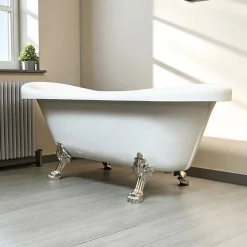 Baignoire Îlot|Eliteshopping Baignoire îlot vintage 170 x 80 cm avec pieds argent Marigold