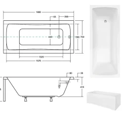 Azura Home Design Baignoire MIRANO II avec tablier 170 x 70 cm