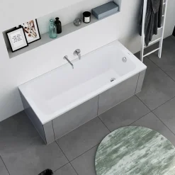 Duravit Baignoire murale acrylique rectangulaire à encastrer salle de bain, 2 dossiers, 160x70x47cm Sans pieds, Blanc, DURAPECOS
