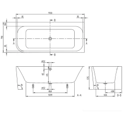 Villeroy & Boch Baignoire murale Architectura pour installation en angle à droite, 1700 x 750 mm, Blanc