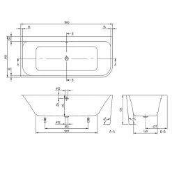 Villeroy & Boch Baignoire murale Architectura pour installation en angle à gauche, 1800 x 800 mm, Blanc