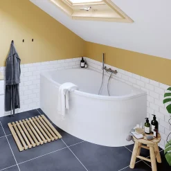 Baignoire pour angle gauche Horyn L. 150 cm x l. 90 cm blanc