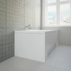 Baignoire D'Angle|Badland Baignoire rectangulaire 180 x 80 INES acrylique blanc + avec Tablier + Pieds + Vidage à chromé