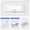 Baignoire Droite|Besco Baignoire rectangulaire - 165 x 75 cm - avec Habillage - Pieds - Vidage Chrome - QUADRO