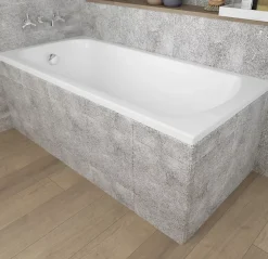 Baignoire D'Angle|Badland Baignoire rectangulaire 150 x 75 CLASSIC acrylique blanc + Support stabilisateur en polystyrène + Pieds + Vidage à chromé
