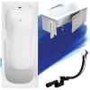 Badland Baignoire rectangulaire 140 x 70 MAJKA acrylique blanc + Habillage en polystyrène + Pieds + Vidage à chromé