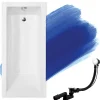 Baignoire D'Angle|Badland Baignoire rectangulaire 120 x 70 MODERN acrylique blanc, sans Habillage + Pieds + Vidage à chromé