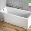 Besco Baignoire rectangulaire - avec Tablier Blanc et Repose Tête OFFERT - MODERN - 120 x 70 cm