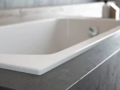 Baignoire D'Angle|Badland Baignoire rectangulaire 130 x 70 CLASSIC SLIM acrylique blanc + Support stabilisateur en polystyrène + Pieds + Vidage à chromé