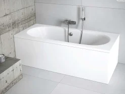 Baignoire Droite|Besco Baignoire rectangulaire - 160 x 75 cm - sans Habillage - avec Pieds - Vidage Chrome - VITAE