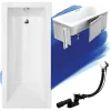 Baignoire D'Angle|Badland Baignoire rectangulaire 160 x 70 MODERN acrylique blanc + Habillage en polystyrène + Pieds + Vidage à chromé