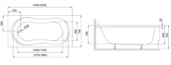 Baignoire D'Angle|Badland Baignoire rectangulaire 150 x 70 GRACJA acrylique blanc + Support stabilisateur en polystyrène + Pieds + Vidage à chromé