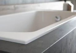 Baignoire D'Angle|Badland Baignoire rectangulaire 180 x 80 VITAE SLIM acrylique blanc + Habillage en polystyrène (4 cm) + Pieds + Vidage à chromé