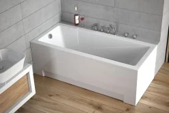 Baignoire D'Angle|Badland Baignoire rectangulaire 180 x 80 MODERN acrylique blanc, sans Habillage + Pieds + Vidage à chromé