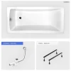 Baignoire Droite|Besco Baignoire rectangulaire - 160 x 70 cm - sans Habillage - avec Pieds - Vidage Chrome - OPTIMA