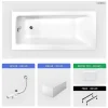 Baignoire Droite|Besco Baignoire rectangulaire - 160 x 75 cm - avec Tablier Blanc - Pieds - Poignées - Repose-tête - Vidage Chrome - TALIA PREMIUM