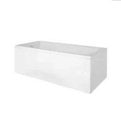 Besco Baignoire rectangulaire - 160 x 75 cm - avec Tablier Blanc - Pieds - Vidage Chrome - TALIA