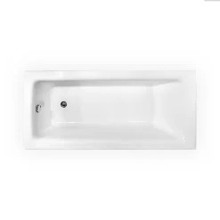 Besco Baignoire rectangulaire - 170 x 75 cm - sans Habillage - avec Pieds - Vidage Chrome - TALIA SLIM