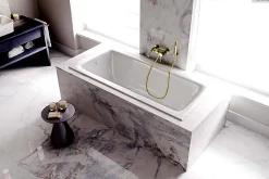 Besco Baignoire rectangulaire - 170 x 75 cm - sans Habillage - avec Pieds - Vidage Chrome - TALIA SLIM