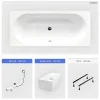 Baignoire Droite|Besco Baignoire rectangulaire - 160 x 75 cm - avec Habillage Polystyrène - Pieds - Vidage Chrome - VITAE SLIM
