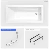 Baignoire Droite|Besco Baignoire rectangulaire - 150 x 70 cm - sans Habillage - avec Pieds - Vidage Chrome - MODERN