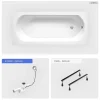 Besco Baignoire rectangulaire - 160 x 75 cm - sans Habillage - avec Pieds - Vidage Chrome - INTRICA