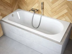 Besco Baignoire rectangulaire - 160 x 75 cm - sans Habillage - avec Pieds - Vidage Chrome - INTRICA