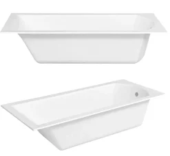 Baignoire D'Angle|Badland Baignoire rectangulaire 170 x 70 SHEA SLIM acrylique blanc, sans Habillage + Pieds + Vidage à chromé
