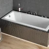 Baignoire D'Angle|Badland Baignoire rectangulaire 180 x 80 MODERN SLIM acrylique blanc + Habillage en polystyrène + Pieds + Vidage à chromé