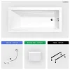 Besco Baignoire rectangulaire - 180 x 80 cm - sans Habillage - avec Pieds - Repose-tête - Vidage Chrome - MODERN
