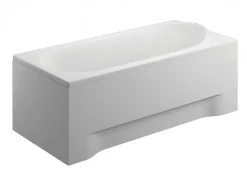 Baignoire D'Angle|Badland Baignoire rectangulaire 160 x 75 MEDIUM acrylique blanc + avec Tablier + Pieds + Vidage à chromé