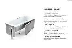 Besco Baignoire rectangulaire - 190 x 80 cm - avec Habillage - Pieds - Vidage Chrome - BONA
