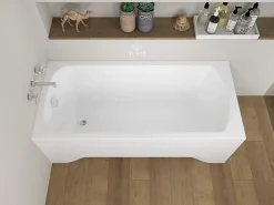 Baignoire D'Angle|Badland Baignoire rectangulaire 130 x 70 CLASSIC acrylique blanc, sans Habillage + Pieds + Vidage à chromé