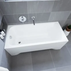 Baignoire D'Angle|Badland Baignoire rectangulaire 130 x 70 CLASSIC acrylique blanc, sans Habillage + Pieds + Vidage à chromé