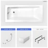 Baignoire Droite|Besco Baignoire rectangulaire - 100 x 70 cm - avec Tablier Blanc - Pieds - Vidage Chrome - TALIA