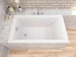 Baignoire D'Angle|Badland Baignoire rectangulaire 100 x 70 CAPRI acrylique blanc + Support stabilisateur en polystyrène + Pieds + Vidage à chromé