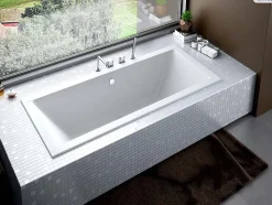 Besco Baignoire rectangulaire - 190 x 90 cm - avec Habillage - Pieds - Vidage Chrome - QUADRO SLIM