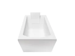 Baignoire D'Angle|Badland Baignoire rectangulaire 160 x 70 SHEA acrylique blanc + avec Tablier + Pieds + Vidage à chromé