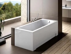 Baignoire Droite|Besco Baignoire rectangulaire - 160 x 70 cm - sans Habillage - avec Pieds - Vidage Chrome - SHEA