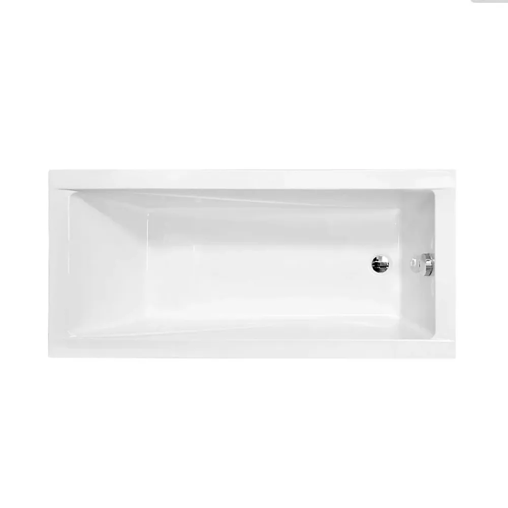 Baignoire Droite|Besco Baignoire rectangulaire - 160 x 70 cm - sans Habillage - avec Pieds - Repose-tête - Vidage Chrome - MODERN