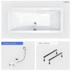 Besco Baignoire rectangulaire - 190 x 90 cm - sans Habillage - avec Pieds - Vidage Chrome - QUADRO