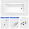 Besco Baignoire rectangulaire - 180 x 80 cm - avec Tablier Blanc - Pieds - Vidage Chrome - MODERN