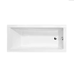 Besco Baignoire rectangulaire - 180 x 80 cm - avec Tablier Blanc - Pieds - Vidage Chrome - MODERN