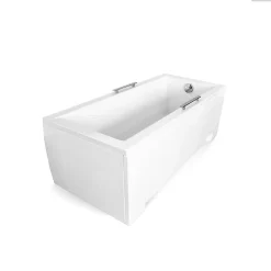 Besco Baignoire rectangulaire - 180 x 80 cm - avec Tablier Blanc - Pieds - Vidage Chrome - MODERN